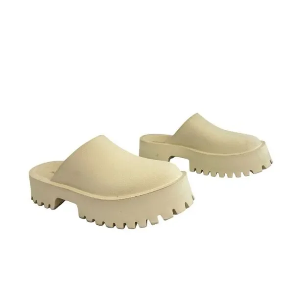 Jeffrey Campbell Womens Size 11 Cream Chunky Platform Mules Clogs - Picture 1 of 9
